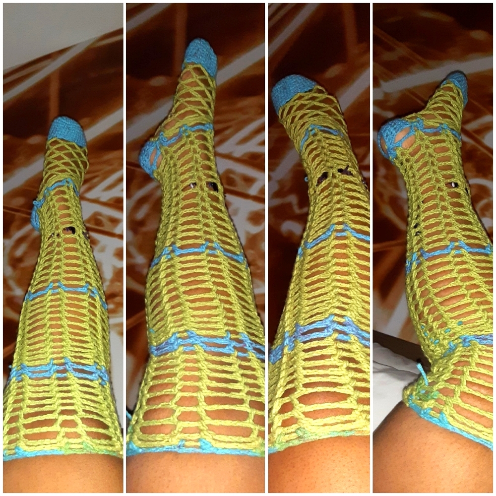 Crochet Lace Thigh High Socks